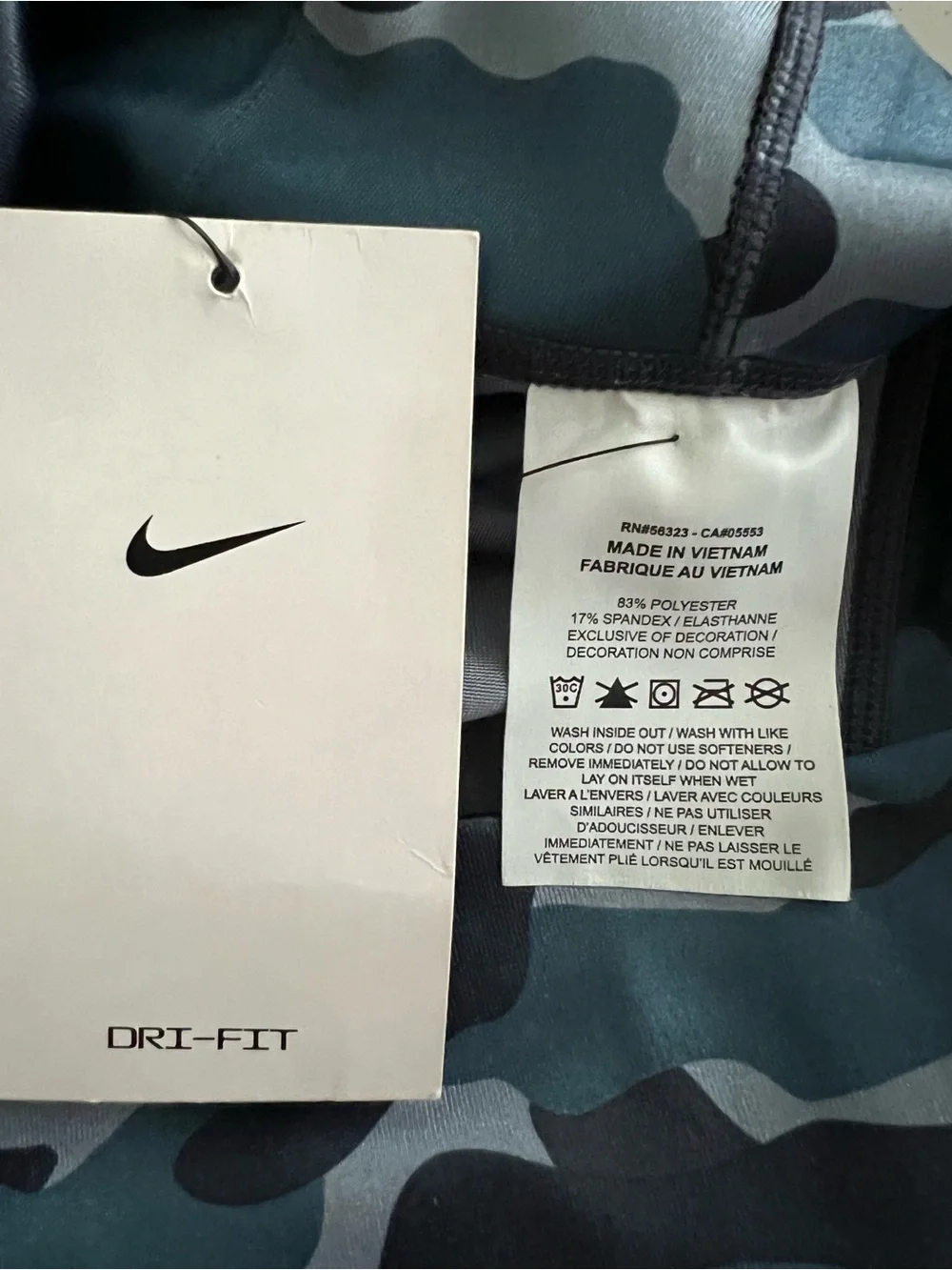 NWT Nike One Women’s Mid-Rise Blue Camo Leggings Size XS